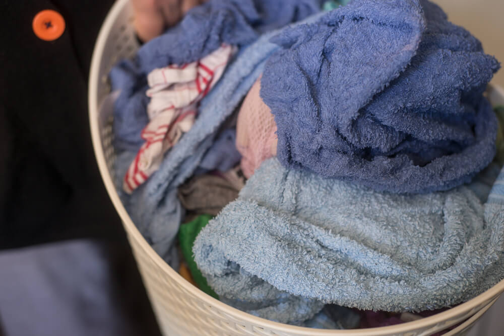 wet towels in basket