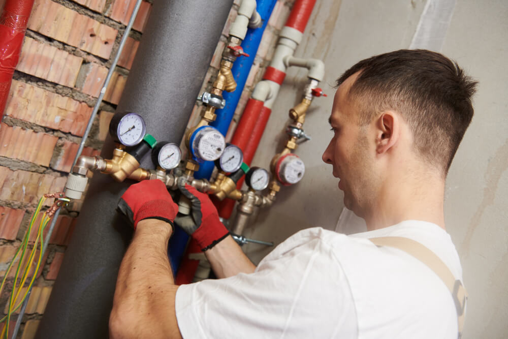 engineer working in home to switch off utilities