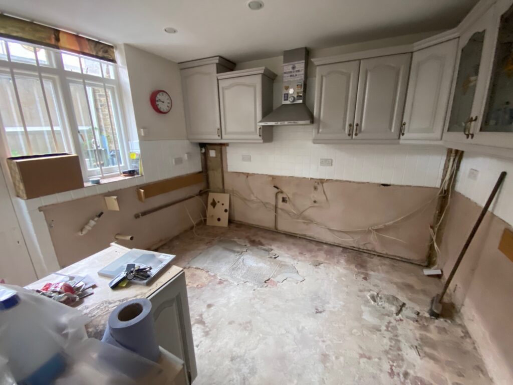 Kitchen undergoing building reinstatement after property damage