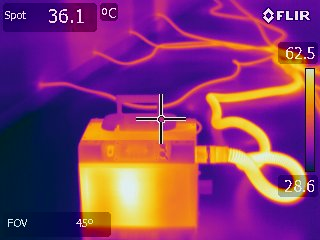 Thermal image of specialist cavity drying equipment used by Restorations UK
